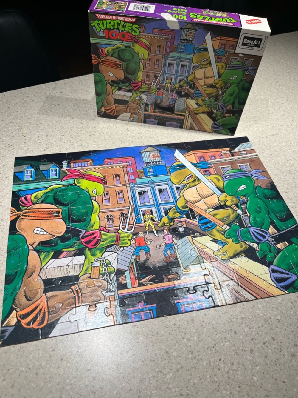 Vintage 1987 RoseArt Teenage Mutant Ninja Turtles Rooftop Puzzle TMNT Complete